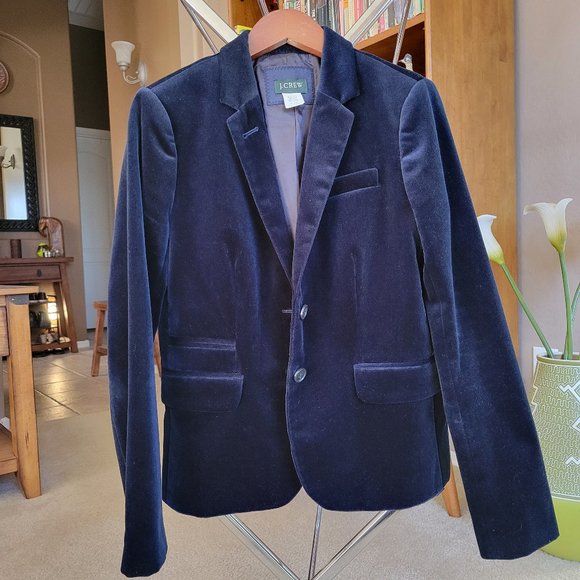 J. Crew Jackets & Blazers - NWOT J. Crew Schoolboy Velvet Blazer INDIGO/MIDNIGHT BLUE 0